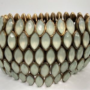 Interesting Beautiful Articulated Brass Bracelet light Blue Stones